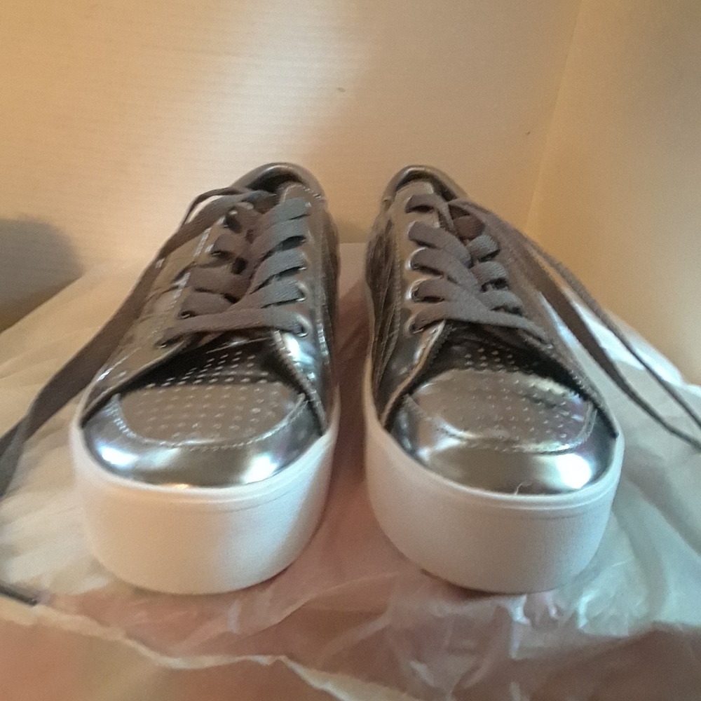 Rebecca Minkoff Metallic Silver Platform Sneakers